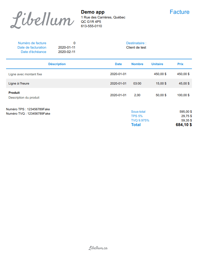 Colored invoice template preview