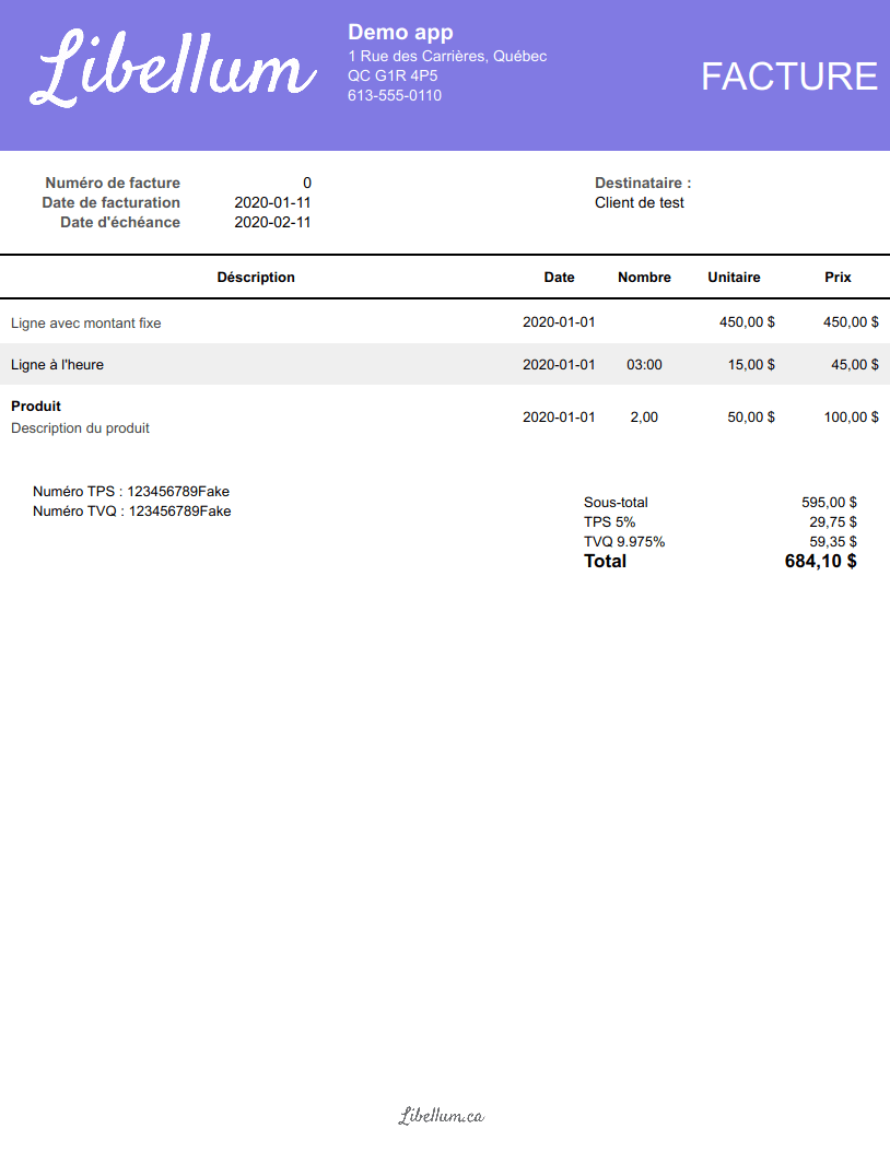 Header invoice template preview